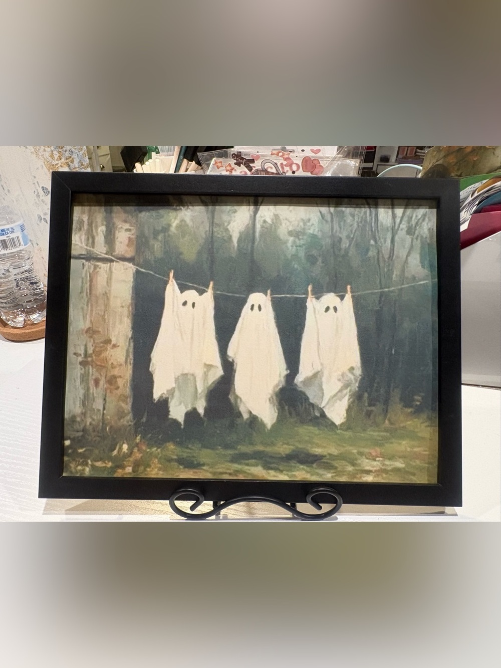 Framed 8x10 Art Print - Three Ghosts Hanging on Clothesline